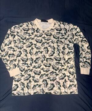 Joe Boxer All Over Fish Print Long Sleeve Shirt Size Medium